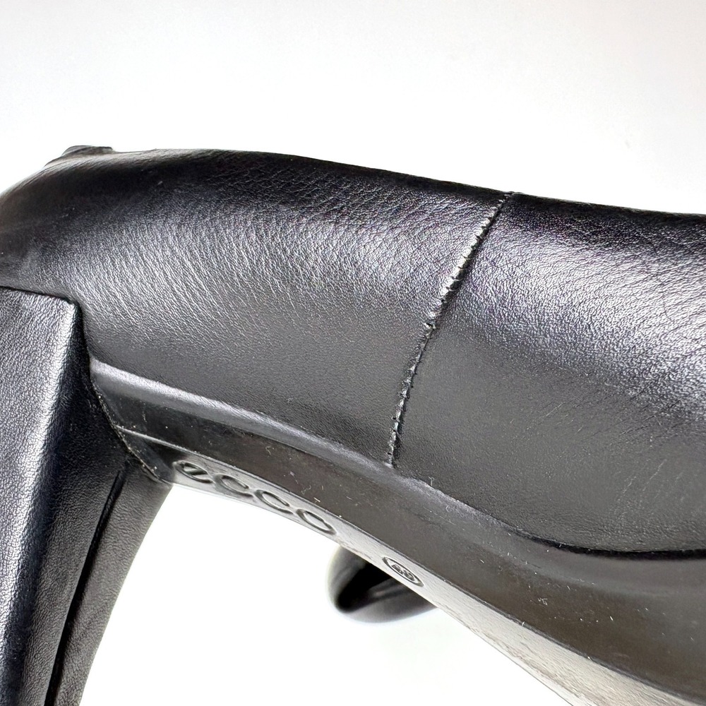 Ecco Black Leather Pumps Sz 40 9 9.5 Danish Style Block Heels Minimalist Career - Picture 16 of 16